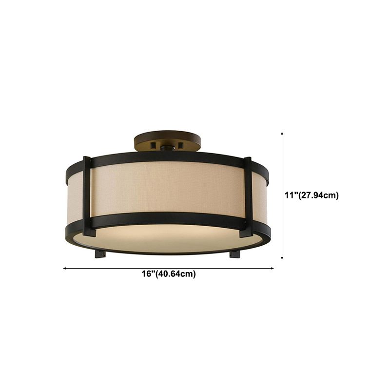 Nordic Style Ceiling Light Circle Shape Ceiling Lamp with Fabric Shade for Living Room