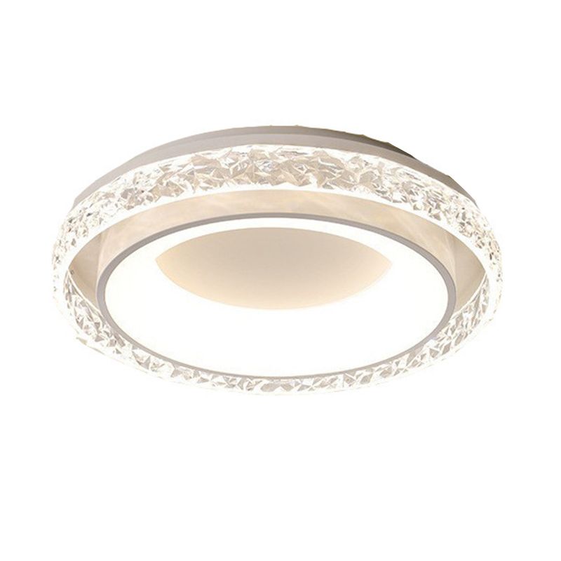 Metal and Acrylic Flush Round LED Contemporary Ceiling Flush Mount in White & Clear