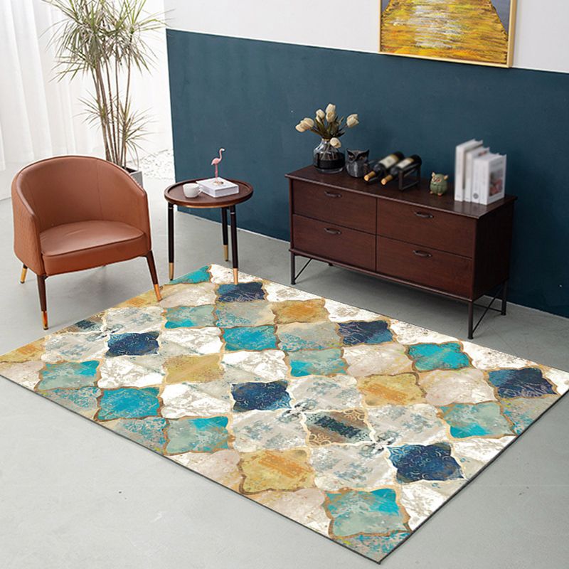 Nostalgie marokkanischer Fliesen Teppich Polyester Innenblatt Teppichfleck -Widerstandsbereich Teppich für Wohnzimmer
