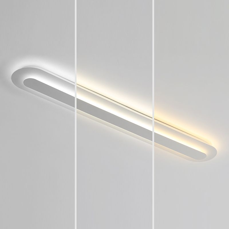 Minimalism Flush Mount Linear Metal LED Ceiling Light Fixture in White for Hallway