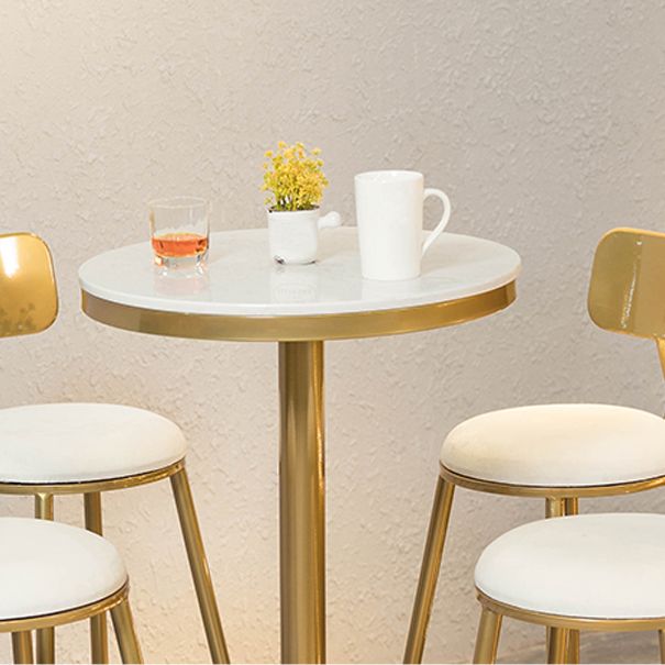 White Glam Style Round and Square Bar Table in Iron and Marble Milk Tea Shop Bar Table