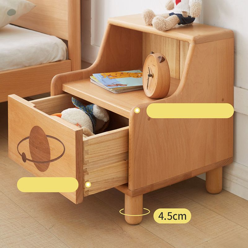 Modern Drawers Included No Theme Solid Wood Kids Bedside Table