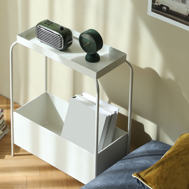 Modern Open Storage Nightstand Metal Shelf Included 26 Inch H Night Table with Legs