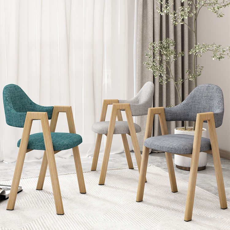 Modern Fabric Dining Chair with Arms Matte Finish Open Back Side Chair