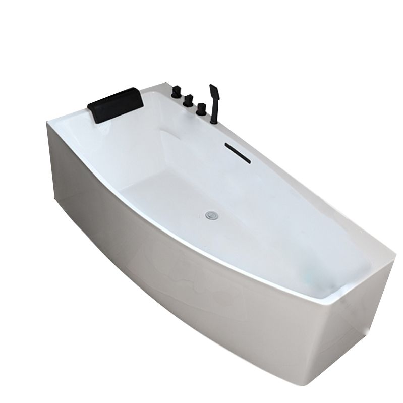 Corner Back to Wall Bath Modern White Soaking Acrylic Bathtub