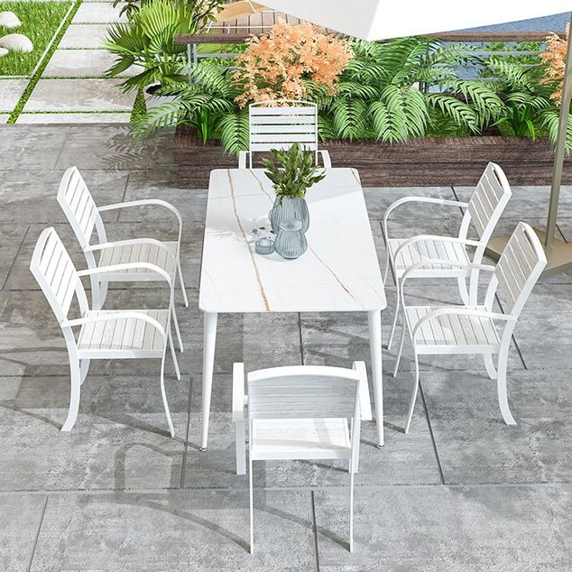 Industrial Style 1/5/7 Pieces Metal Dining Set Stone Dining Table Set