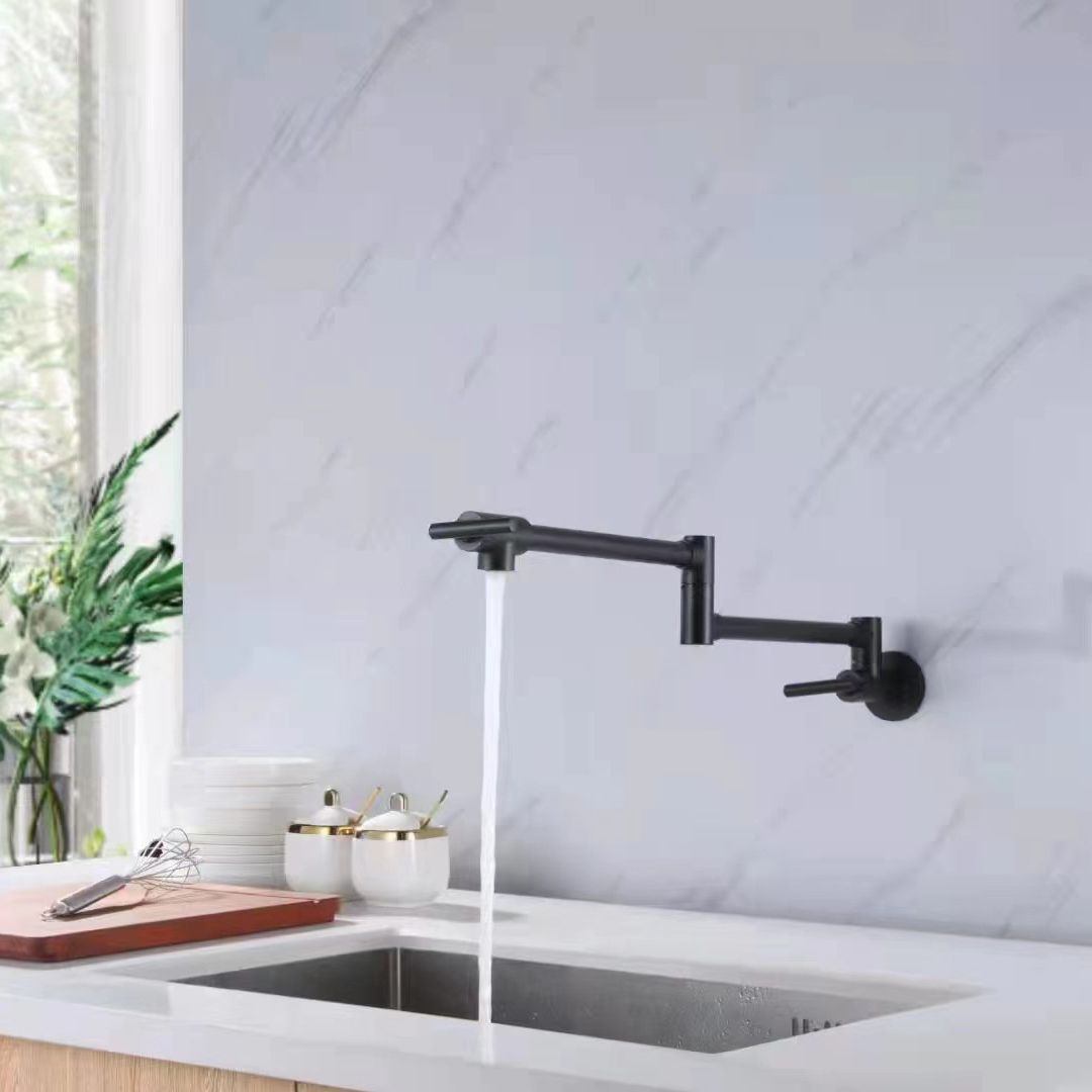 Contemporary Pot Filler Double Handle Pot Filler Kitchen Faucet in Sliver