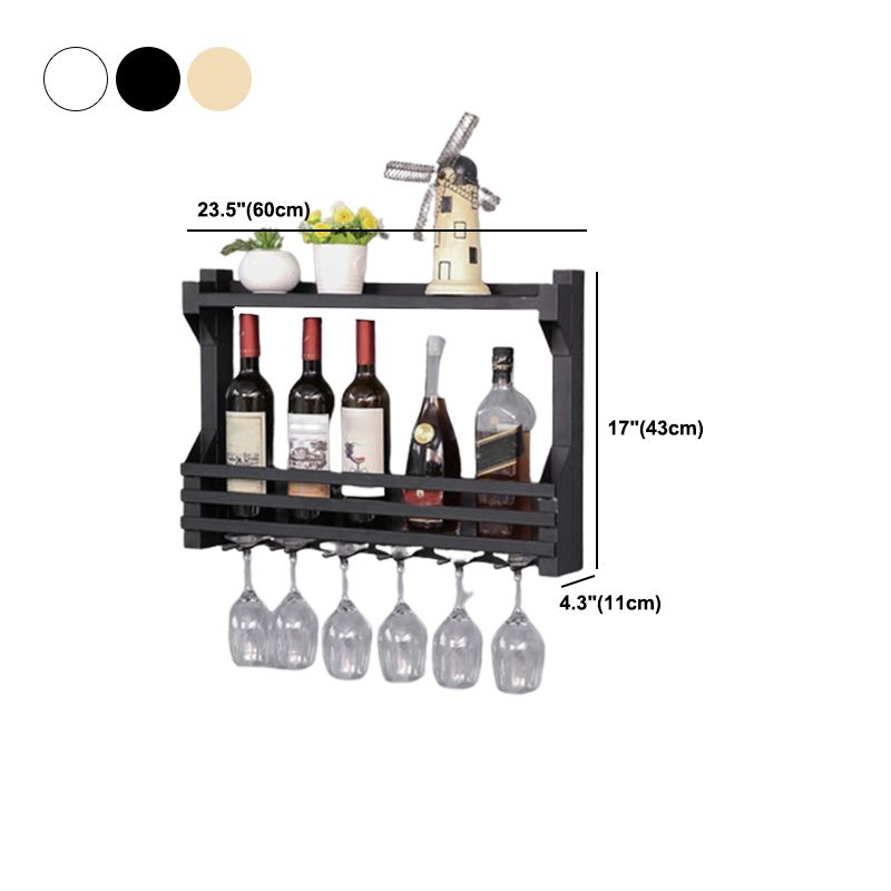 Wall Mounted Iron Wine Glass Stemware Rack Holder Modern Wine Racks with Shelf