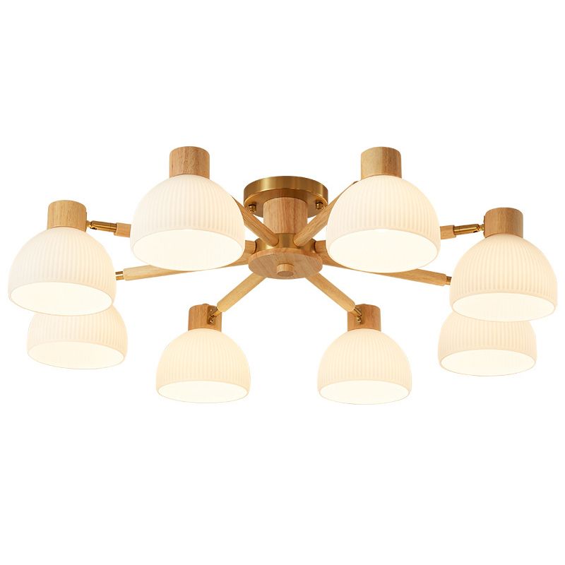 Glass Bowl Shape Flush Ceiling Light Modern Multi Lights Flush Light Fixtures in Brown