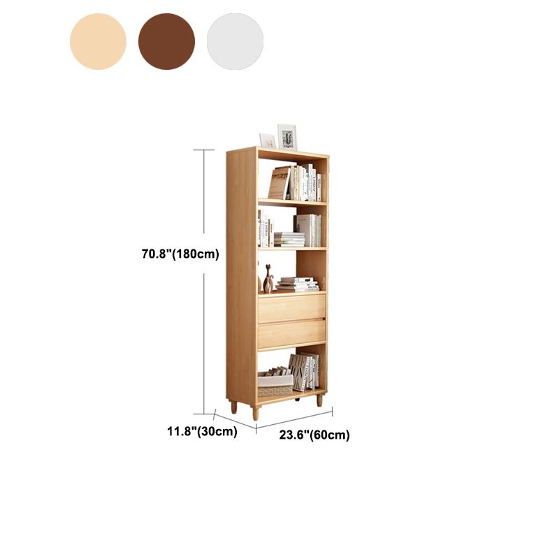 Modern Standard Open Bookshelf Wood 6 Shelf Bookcase with Drawer Storage