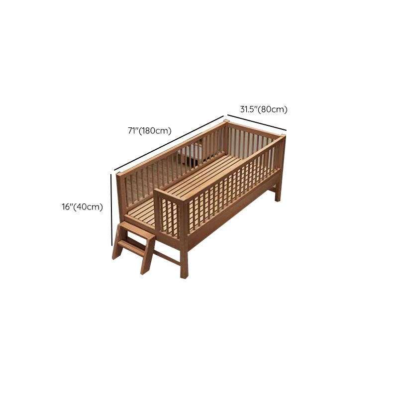 Modern Baby Crib Washed Natural Beech with Guardrail Nursery Bed