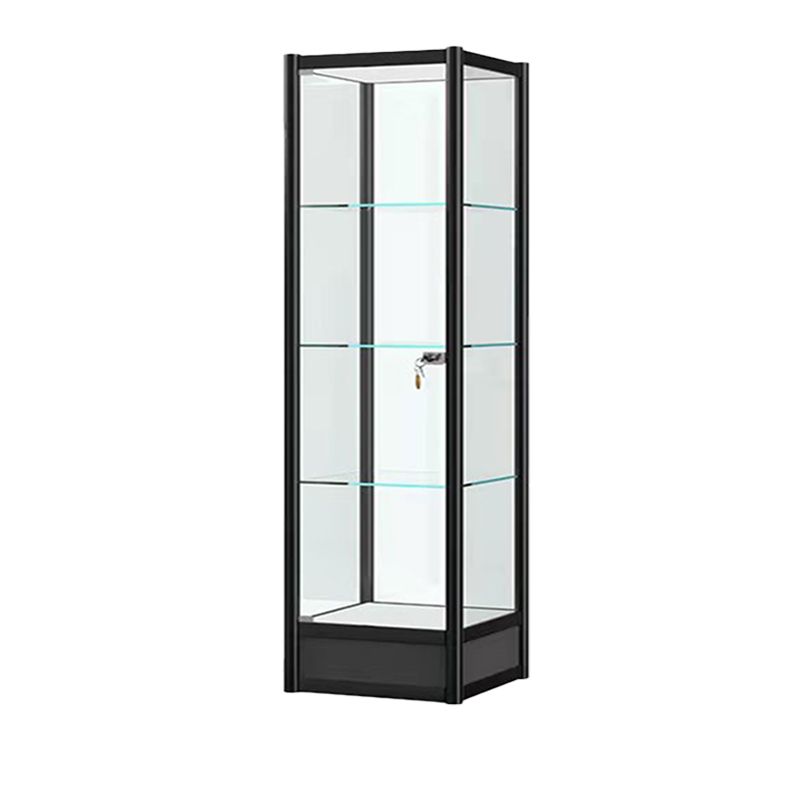 Modern Black China Cabinet Metal Curio Cabinet with Glass Shelves