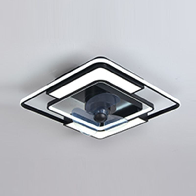 Black Geometric LED Fan Lamp Modern 360-Degree Rotatable Semi Flush Mount Ceiling Light