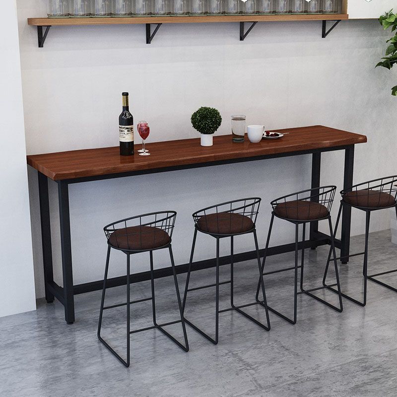 Contemporary Style Rectangle Bar Table Solid Wood Brown Bar Desk