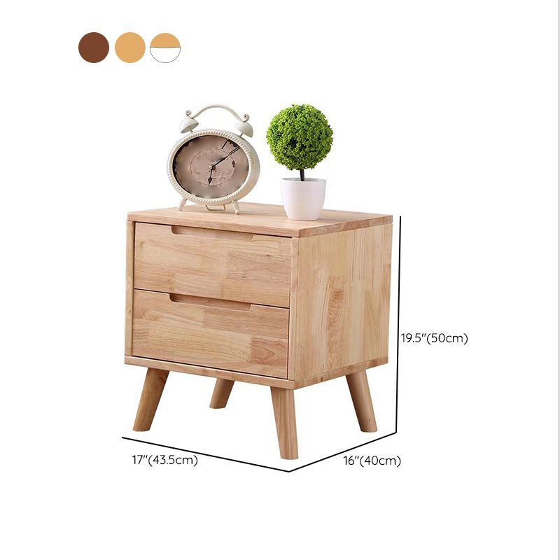 Solid Wood Nightstand Contemporary Bedside Cabinet with Legs