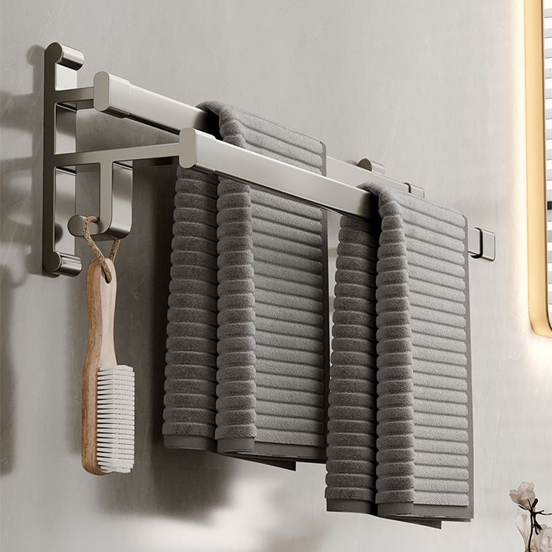 Gray Bathroom Accessory Set Contemporary Style Aluminum Towel Bar