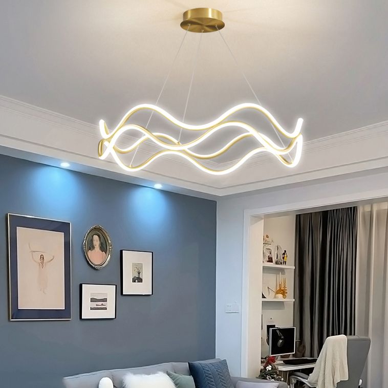 Gold Simple Chandelier Light Fixtures Linear Hanging Chandelier for Sitting Room