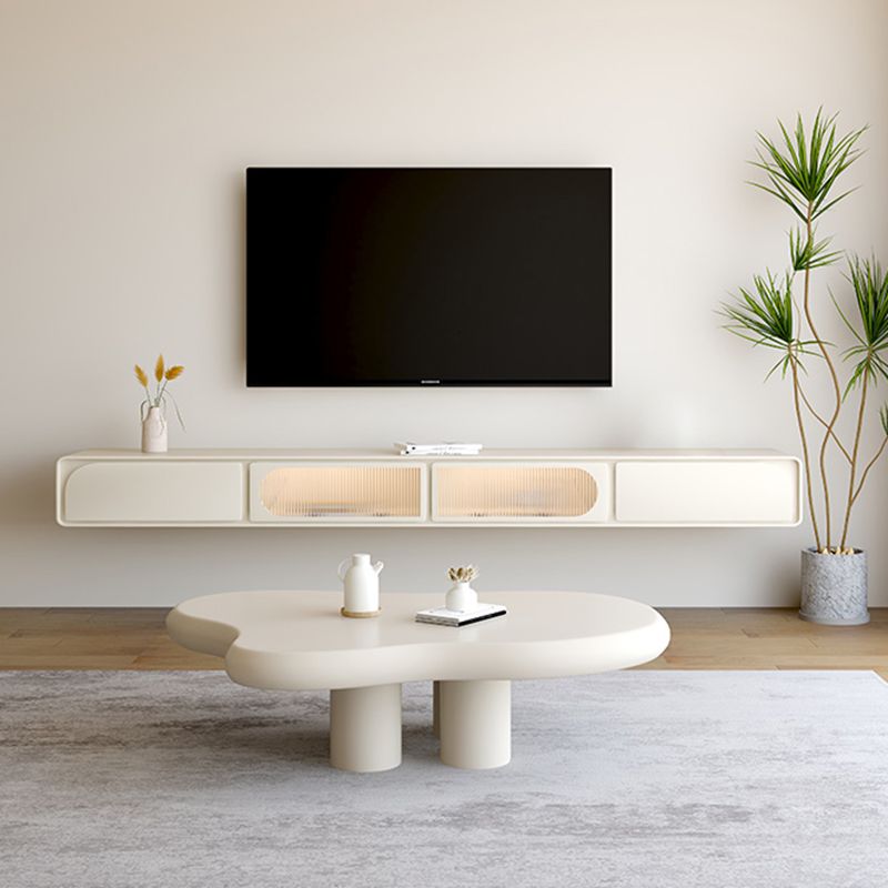 Contemporary TV Console Floating Faux Wood Media Console for Home