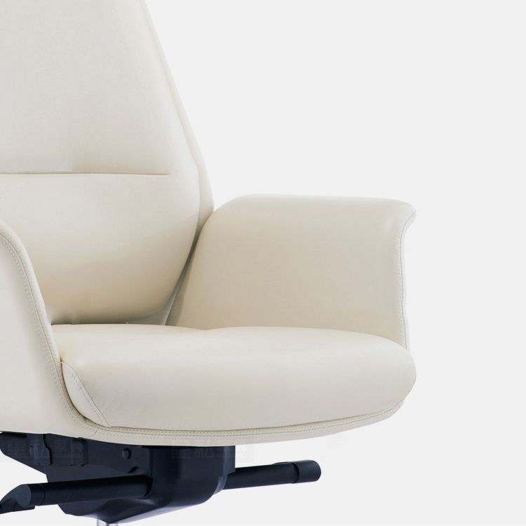 Contemporary White Leather Managers Chair Armless Upholstered Office Chair