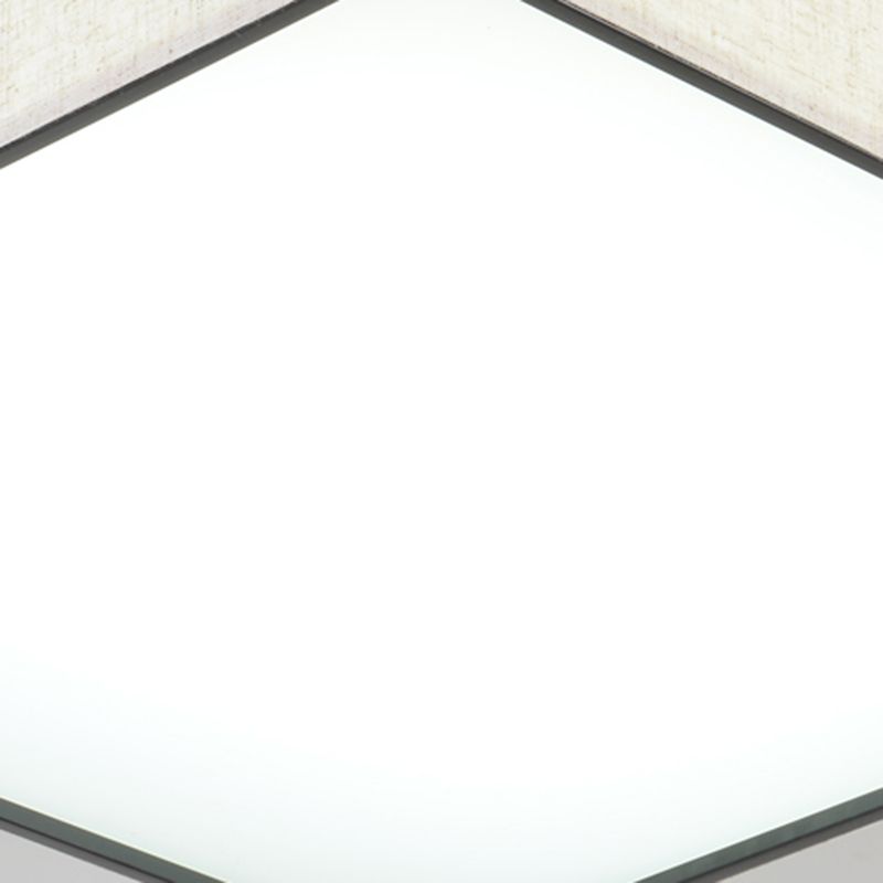 Geometric Shape Flush Mount Modern Ceiling Light with Fabric Shade in White