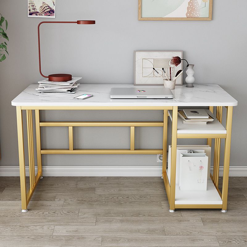 Glam Writing Desk Rectangular Manufactured Wood Office Desk for Bedroom and Living Room