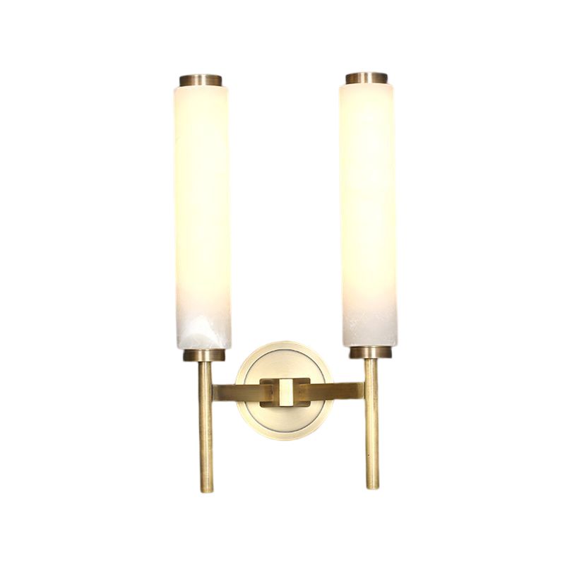 1 / 2 - Light Bath Sconce Brass and Marble Traditional Bathroom Vanity Lighting in Gold