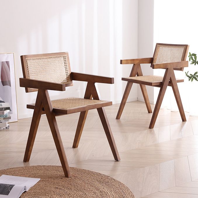 Modern Design Wicker Dining Chairs for Home Arm Open Back Side Chairs