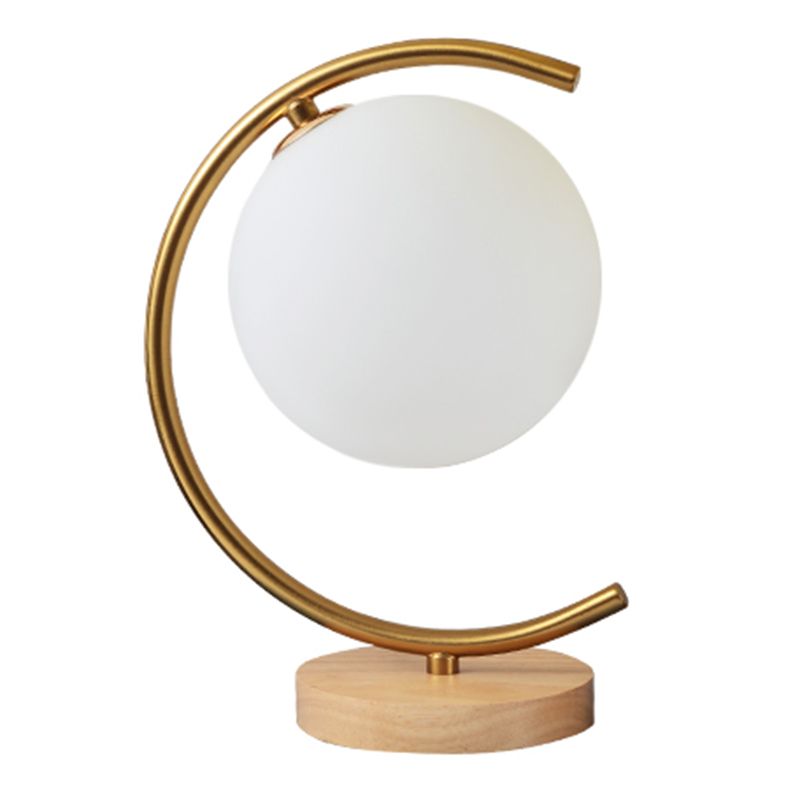 Sphere Night Table Lamps Modern Glass 1 Light Nightstand Lamp in Gold