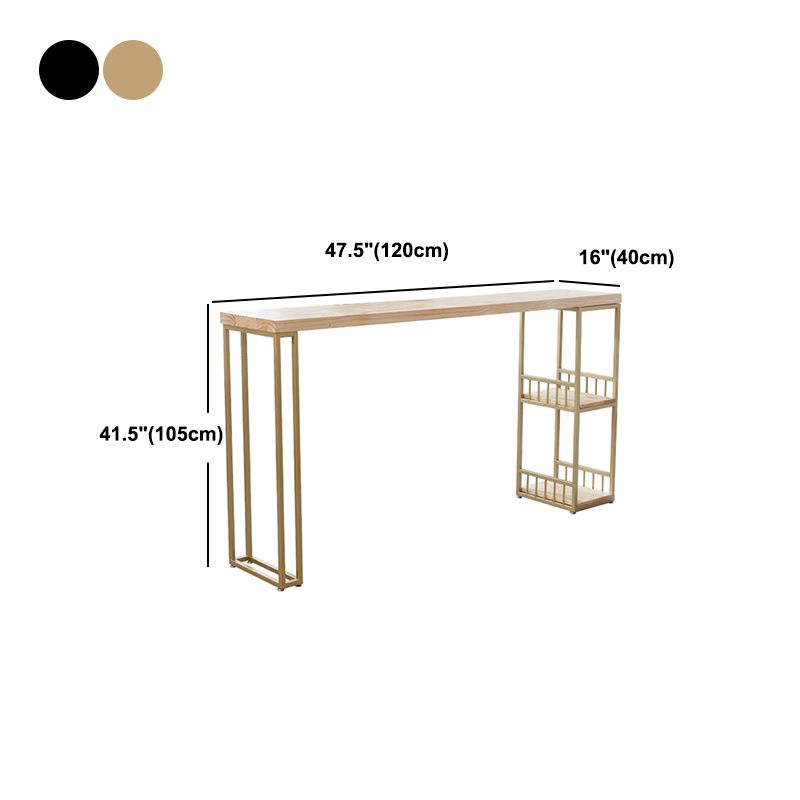 Stone Bar Dining Table Glam Rectangle Bar Table with Double Pedestal for Kitchen