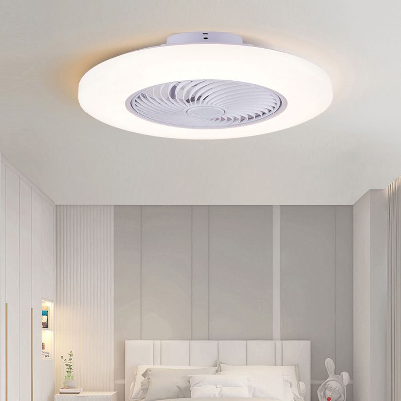 Luz de ventilador de techo LED blanco acrílico en montura de lavado de hierro de estilo conciso moderno para dormitorio