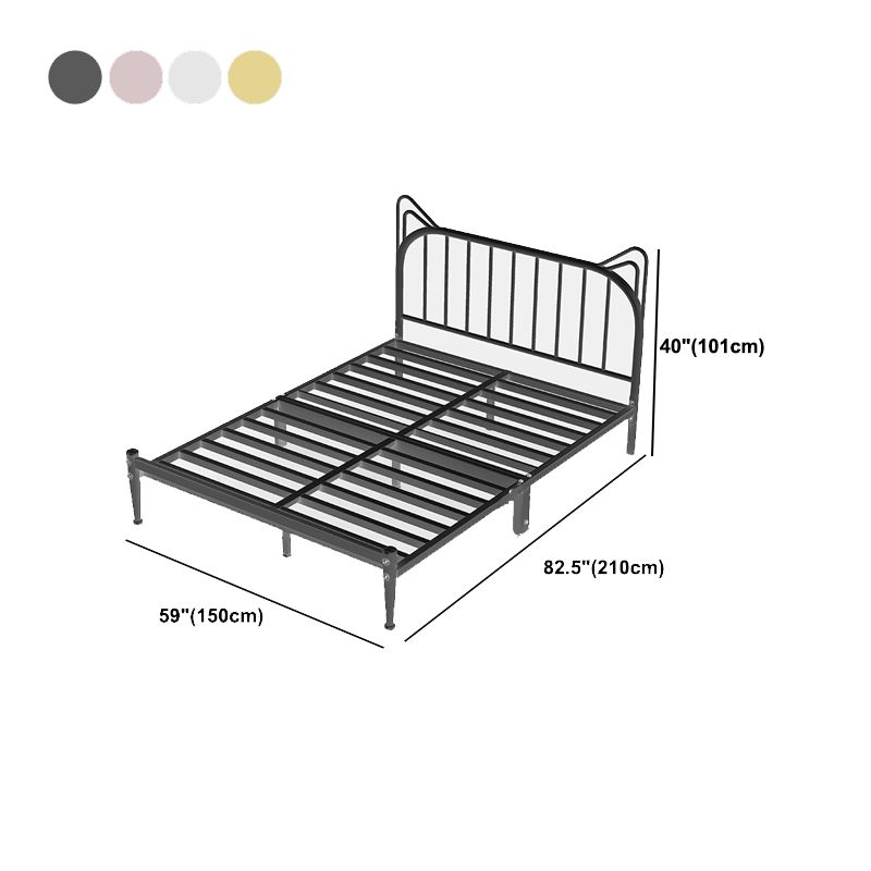 Scandinavian Metal Headboard Princess Slat Mattress Queen Low Profile Bed