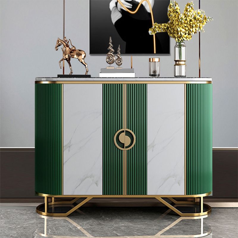 Glam Style Sideboard Marble Glass Doors Side Board with Cabinets