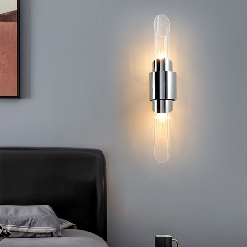 Glass Cylinder Wall Sconces Industrial Style 2 Lights Wall Mounted Lamps