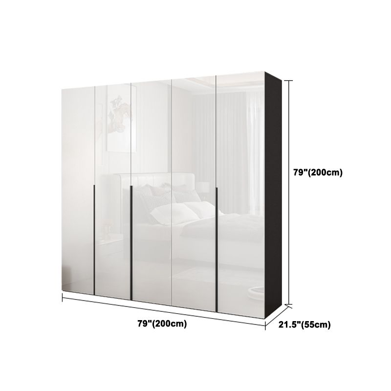 Engineered Wood Modern Wardrobe Armoire White Mirrored Finish Armoire