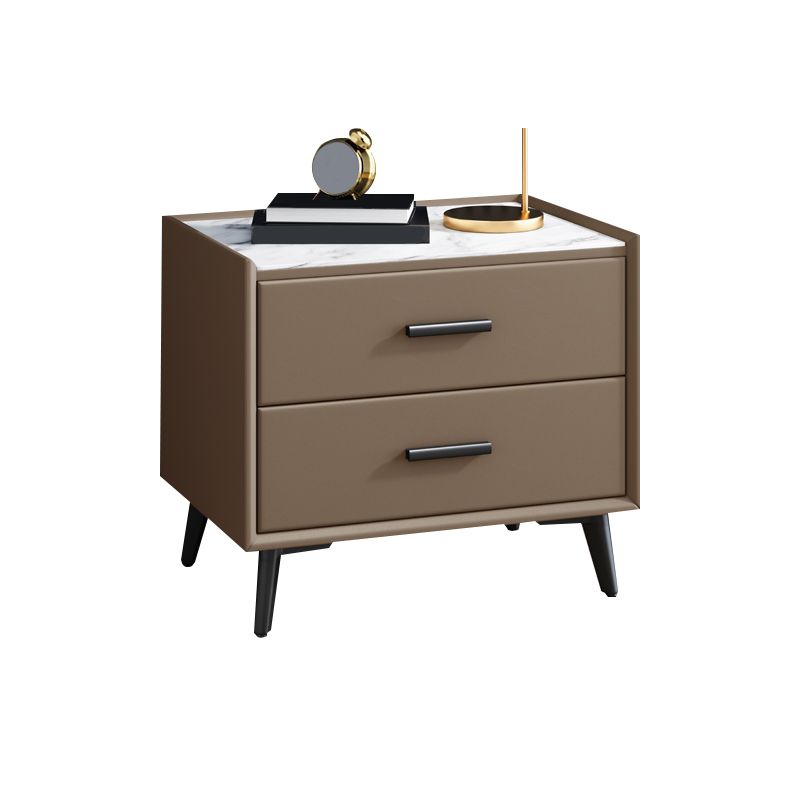 Contemporary Night Table Antique Finish Nightstand with Drawers