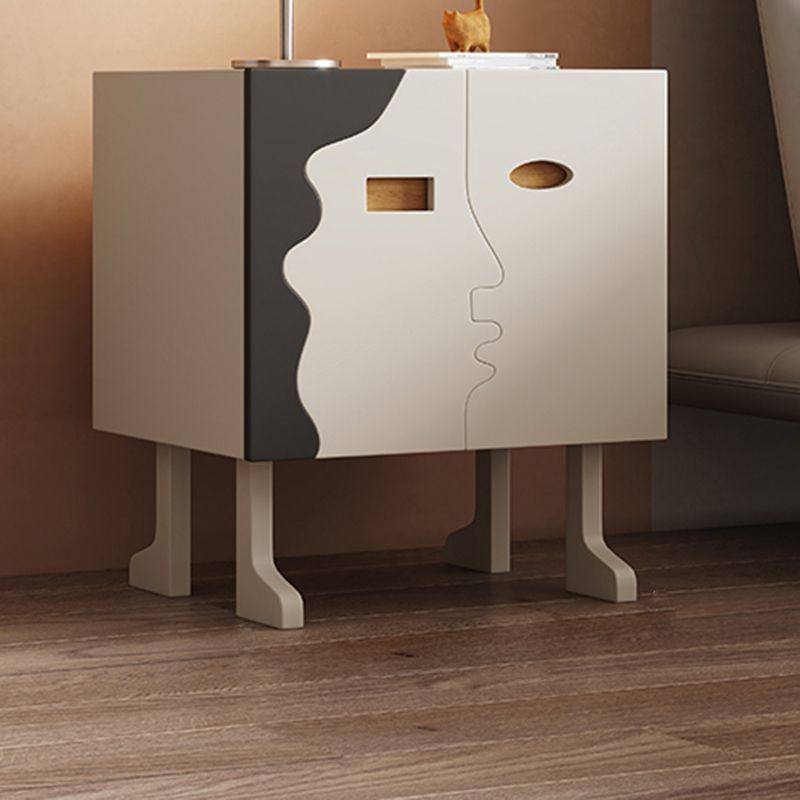 Cream Wood Kids Nightstand Contemporary Simple Nightstand with Storage