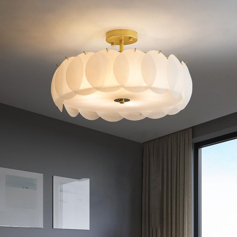 Glass Round Flush Mount Lights Contemporary Style Multi Lights Flush Ceiling Light