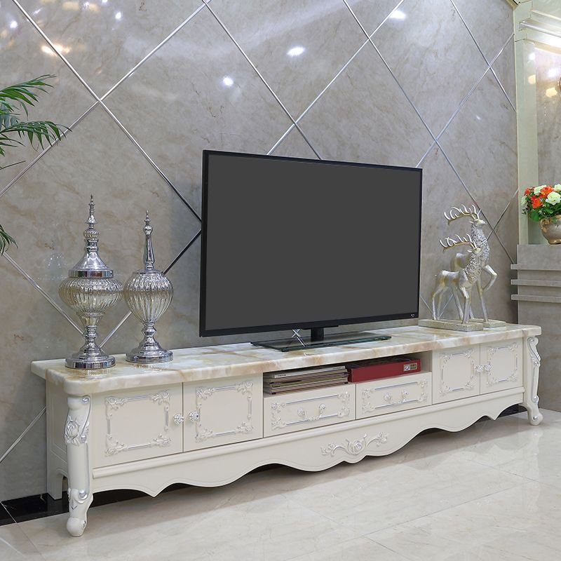 Glam TV Media Stand Solid Wood TV Stand Console with 2 Drawers