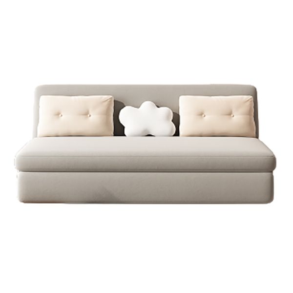 Contemporary Armless Velvet Bed Sofa Couch with Storage in Grey