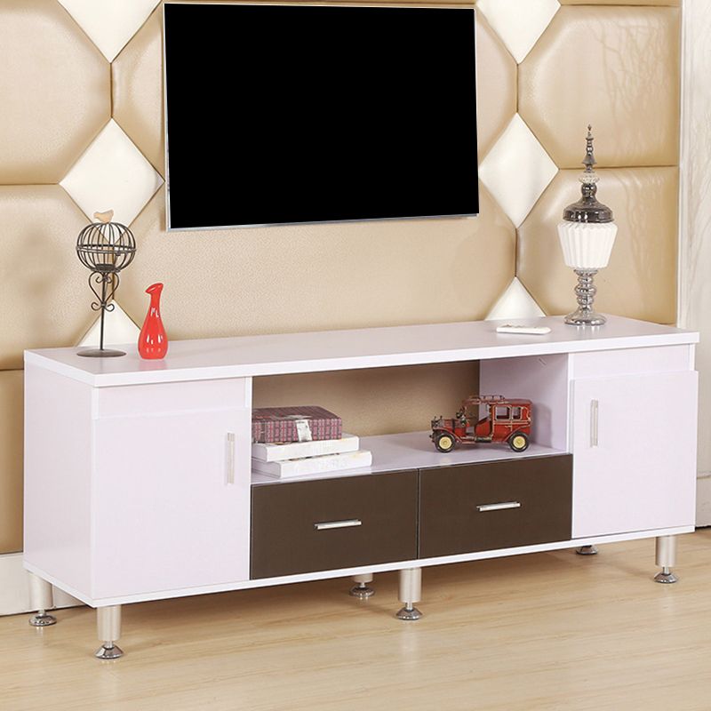 Scandinavian Style Wood TV Stand Open Storage TV Console with Shelves