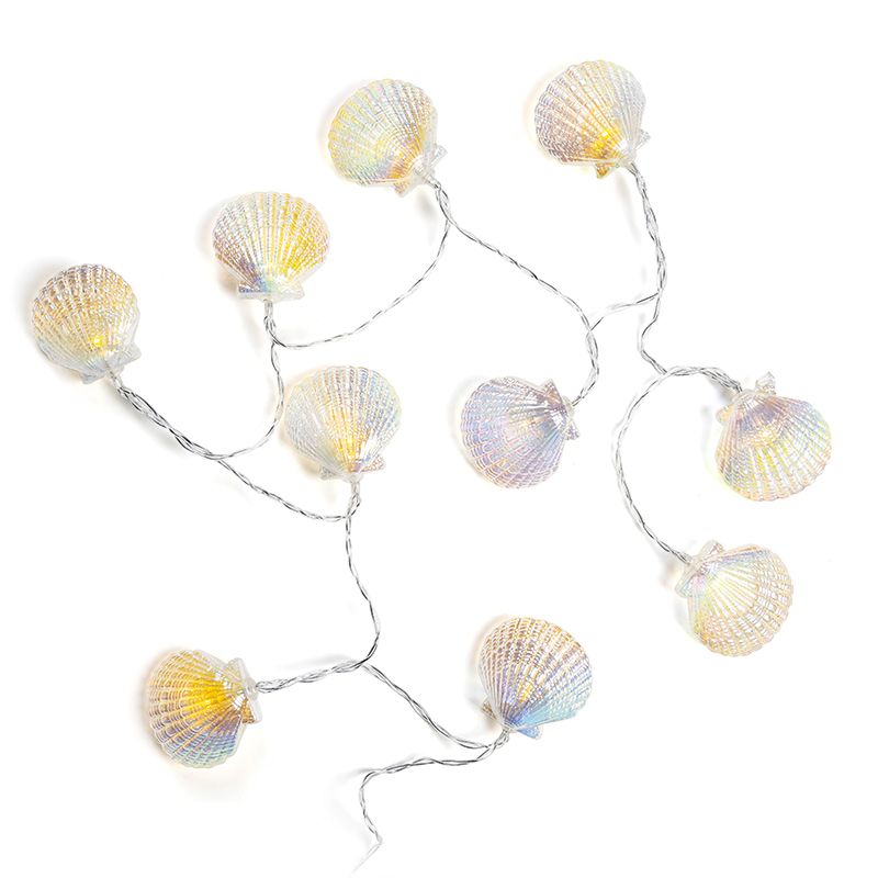 White Shell Fairy Light String Contemporary 8 Bulbs Plastic LED Festoon Lamp for Nursery, 1.5m