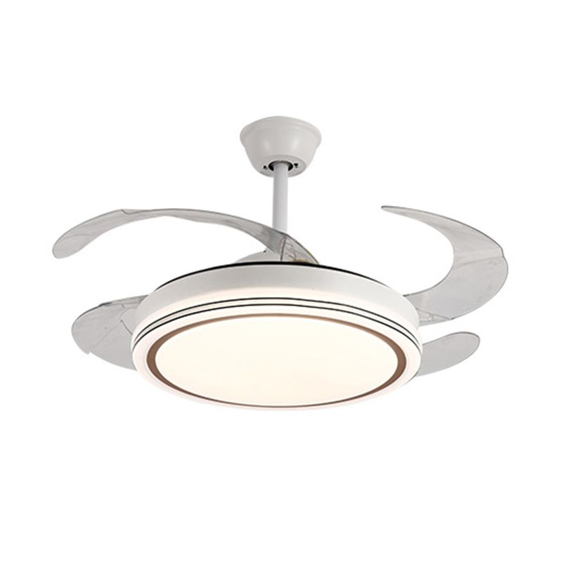 Iron and Acrylic Ceiling Fan Lighting in White Finish Modern Fan Ceiling