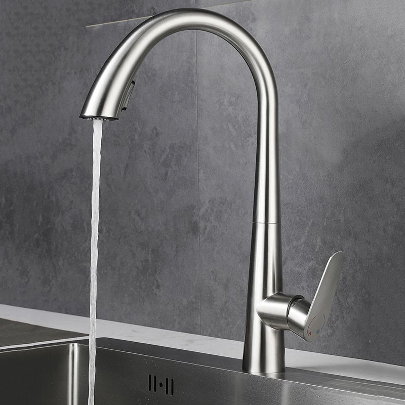 Modern Style Kitchen Faucet 304 Stainless Steel Single Handle Gooseneck Kitchen Faucet