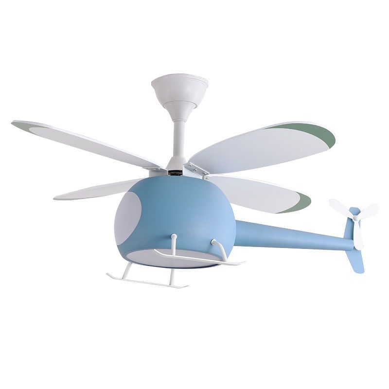 Plane Shape Metal Ceiling Fans Kid Style 1 Light Ceiling Mount Fan Fixture