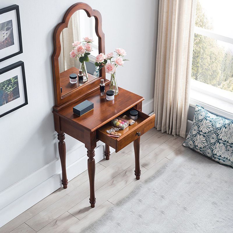 Traditional Wooden Vanity Makeup Dressing Table Stool Set, 23.62" Wide