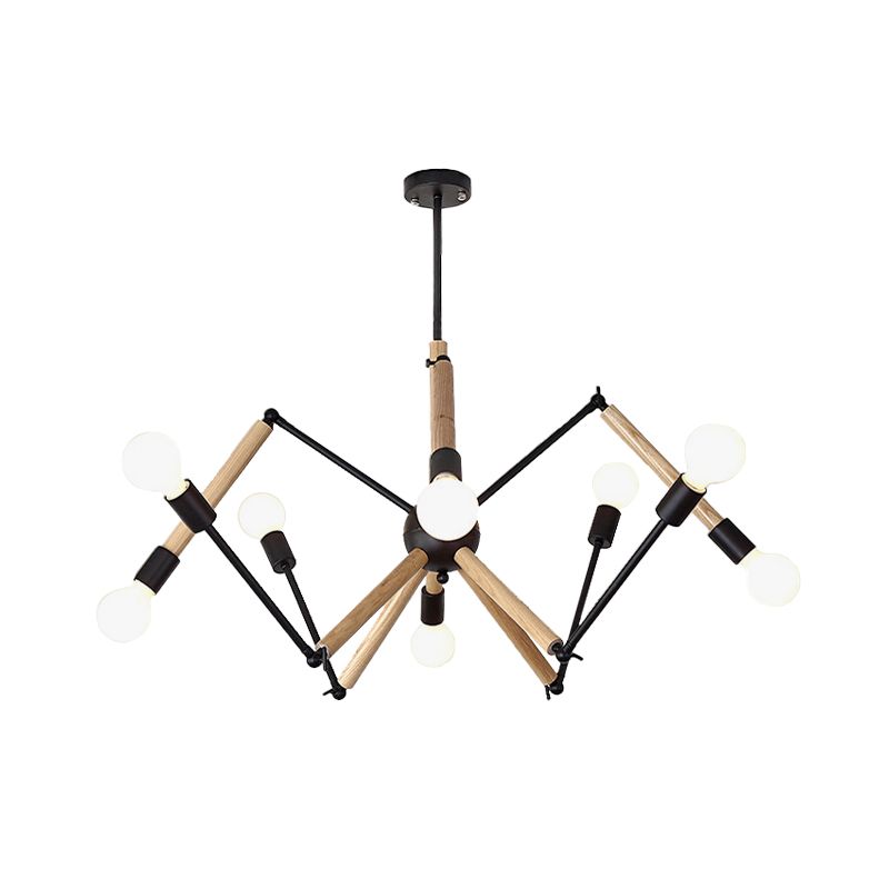 Spider Shape Suspension Light 8/10/12/16-Head Contemporary Metal Chandelier in Black/White for Living Room