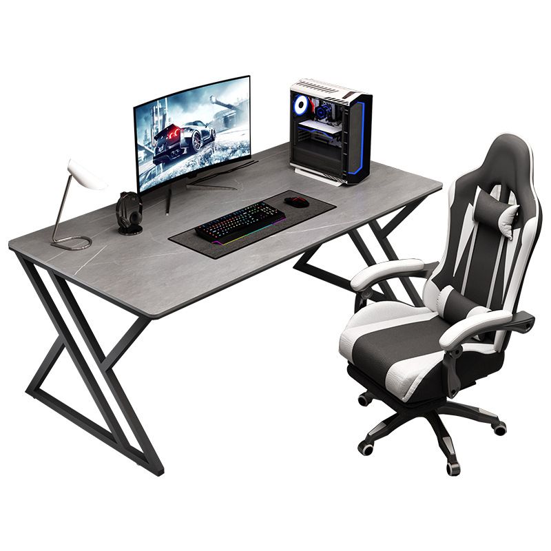 Industrial 29.53" Tall Computer Desk Stone Rectangular Gaming Desk