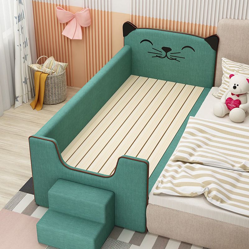 Upholstered Grey Toddler Bed Modern Animals Bed with Guardrail