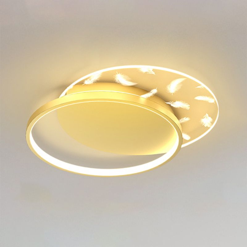 Moderno moderno con soffitto a led con piuma a led metallo a filo interno con ombra acrilica