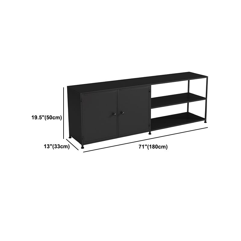 Industrial Style Metal TV Stand Open Storage TV Console with Shelves